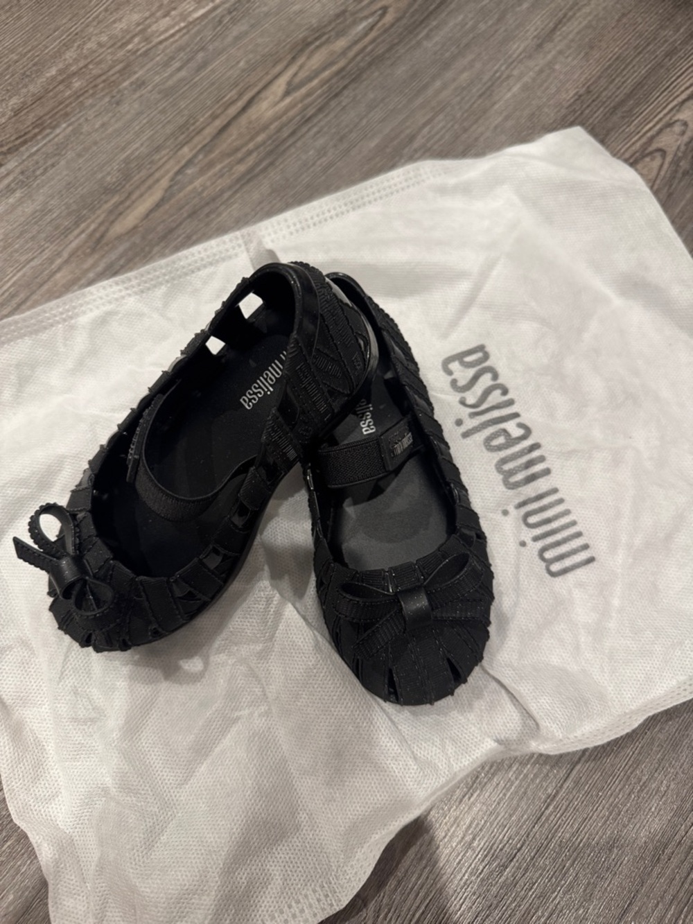 Mini Melissa Black Bow Mary Jane Flats for Kids